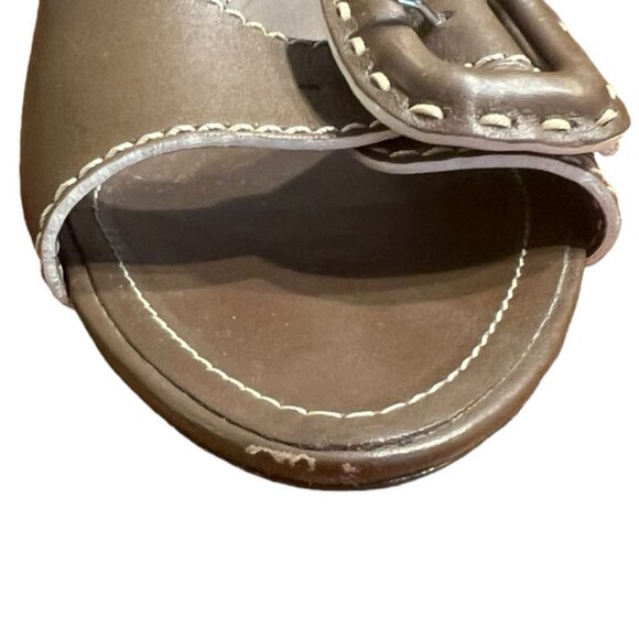 TOD’s Open Toe Kitten Heel Mules in Chestnut Brown Size 7​​​​​ - Picture 6 of 13